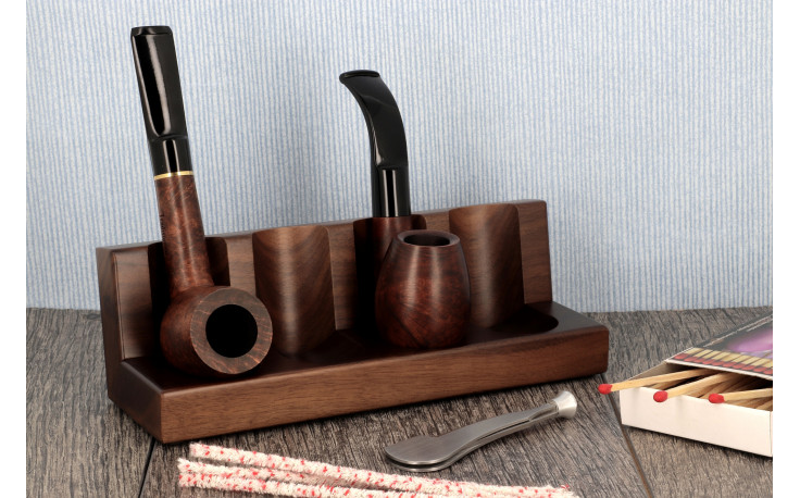 Râtelier en noyer pour 4 pipes