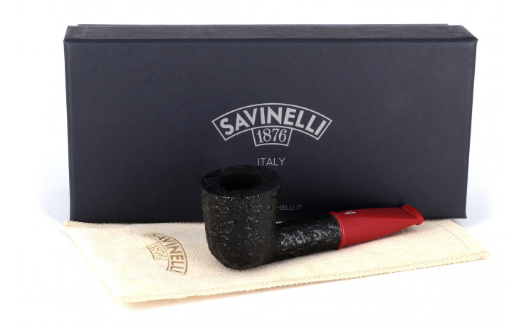 Pipe courte Savinelli Mini 409 rustiquée (tuyau rouge)