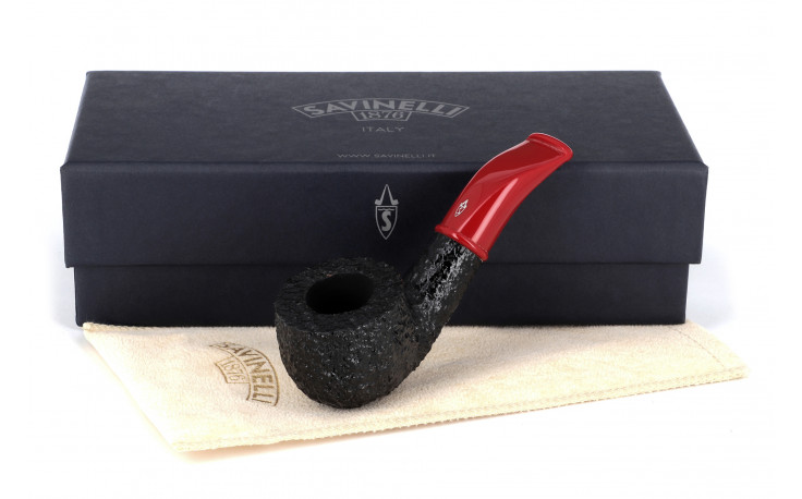 Pipe courte Savinelli Mini 601 rustiquée (tuyau rouge)