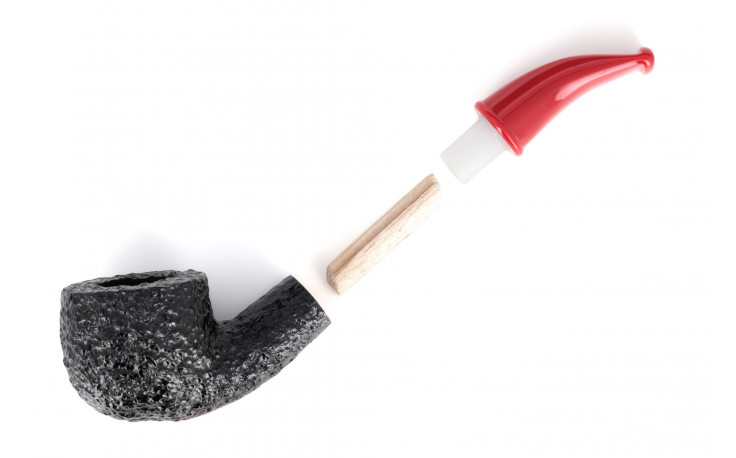 Pipe courte Savinelli Mini 601 rustiquée (tuyau rouge)