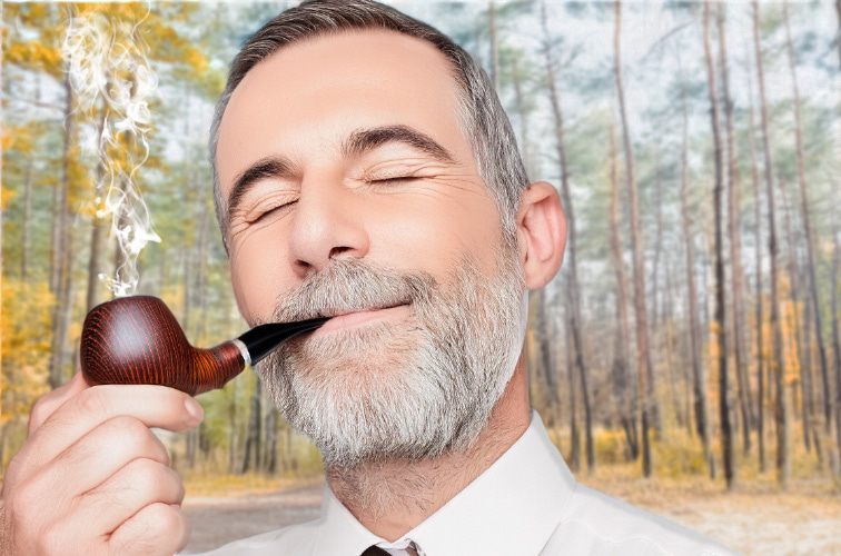 La zenitude d'un homme qui fume la pipe